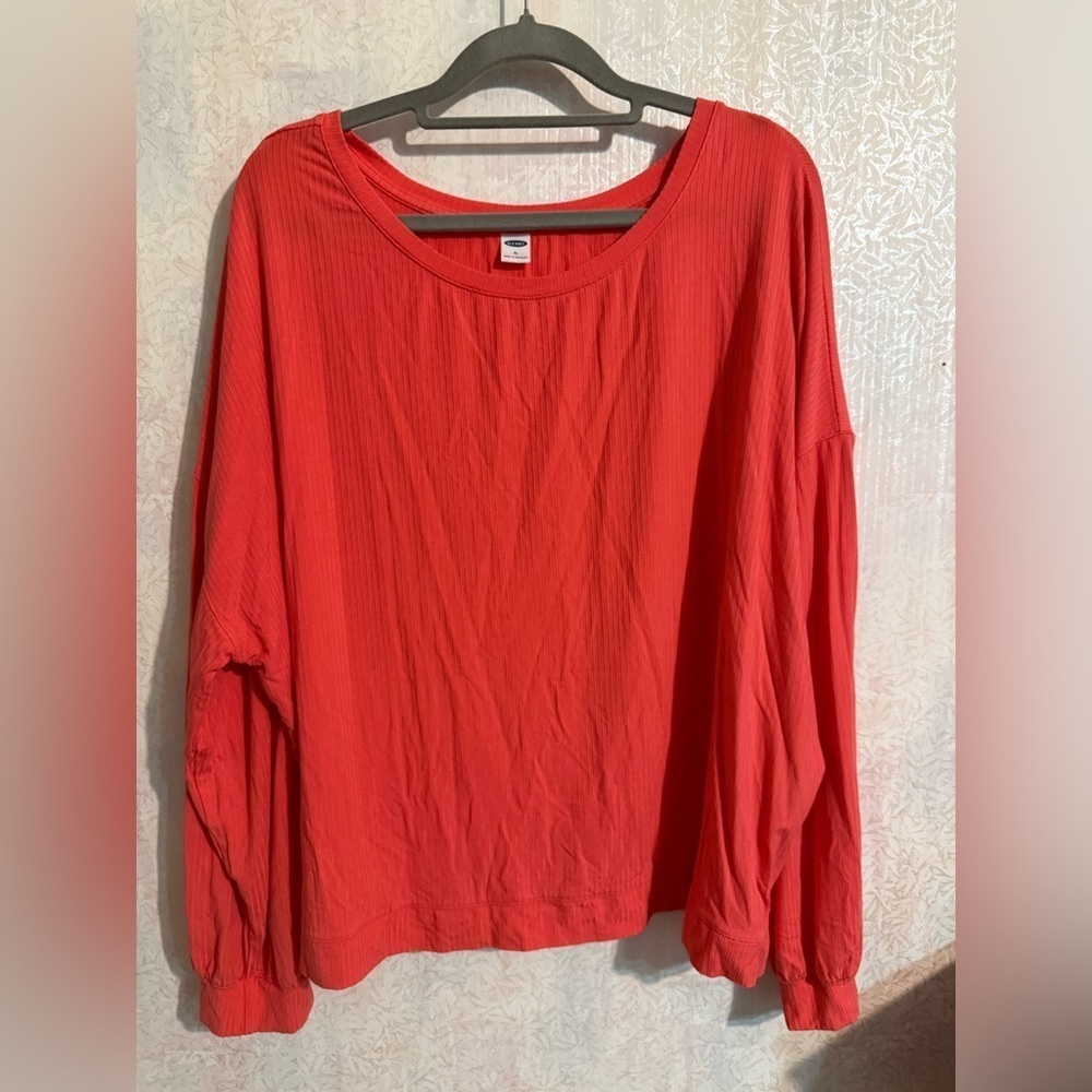 Old Navy Women's Ribbed Dream L Red Blouse, Sz XL